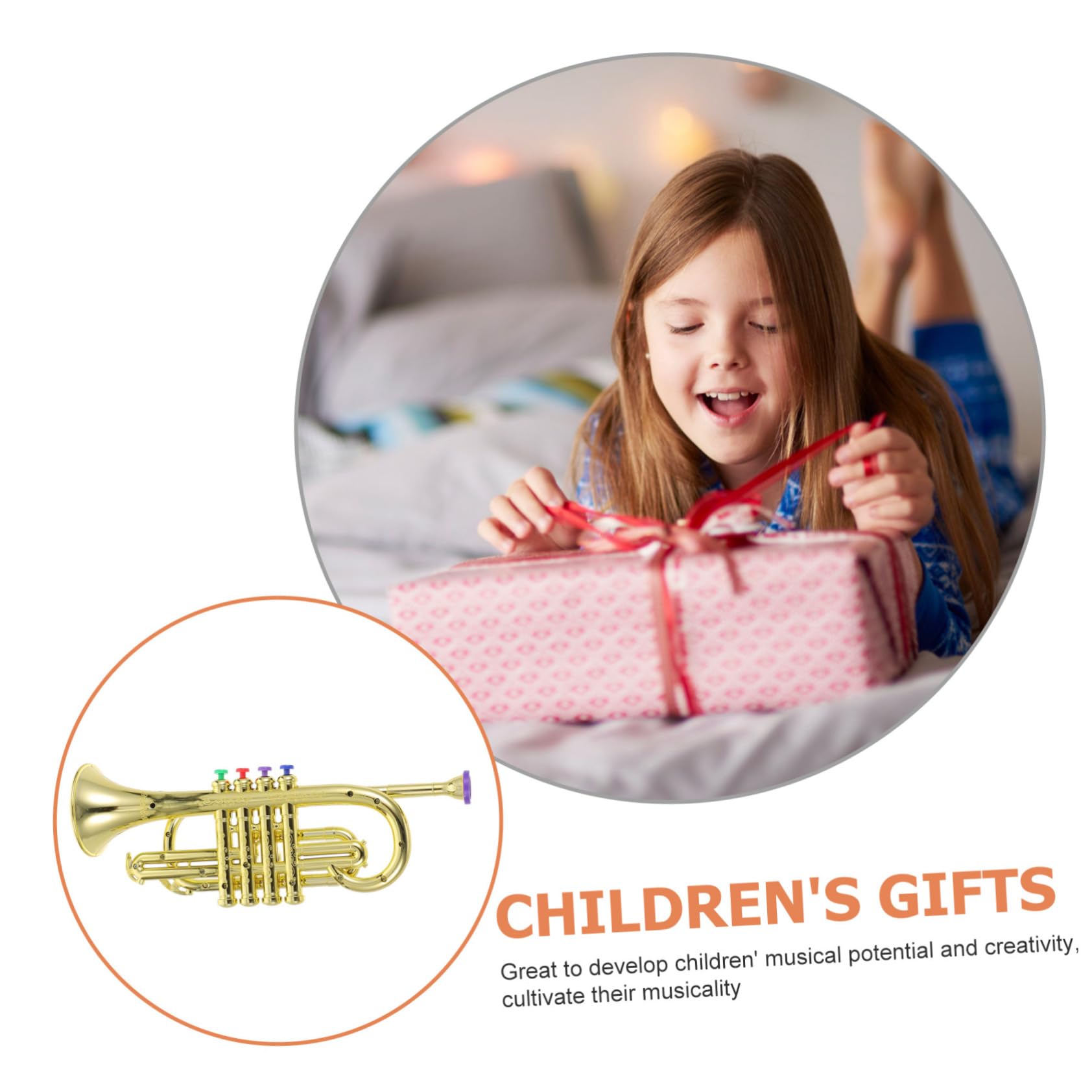 BRIGHTFUFU Four-Tone Trumpet Model Toy Plastic Instrument Toy Boys and Girls Musical Plaything Enhance Creativity Fine Motor Skills