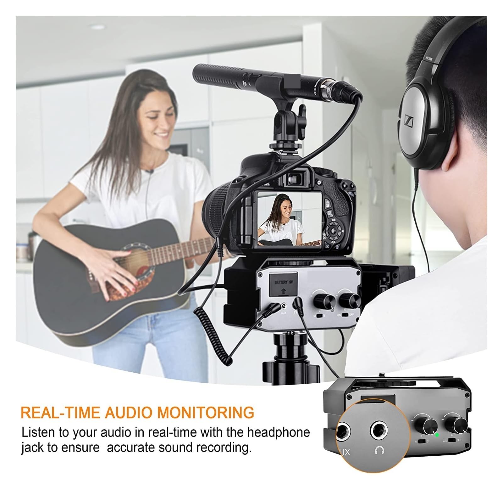 Micrófono de estudio Mezclador de audio XLR, CVM-AX3 Dual XLR/6,35 mm/3,5 mm Mezclador de audio y video, mezclador de cámara Mantenga la voz nítida