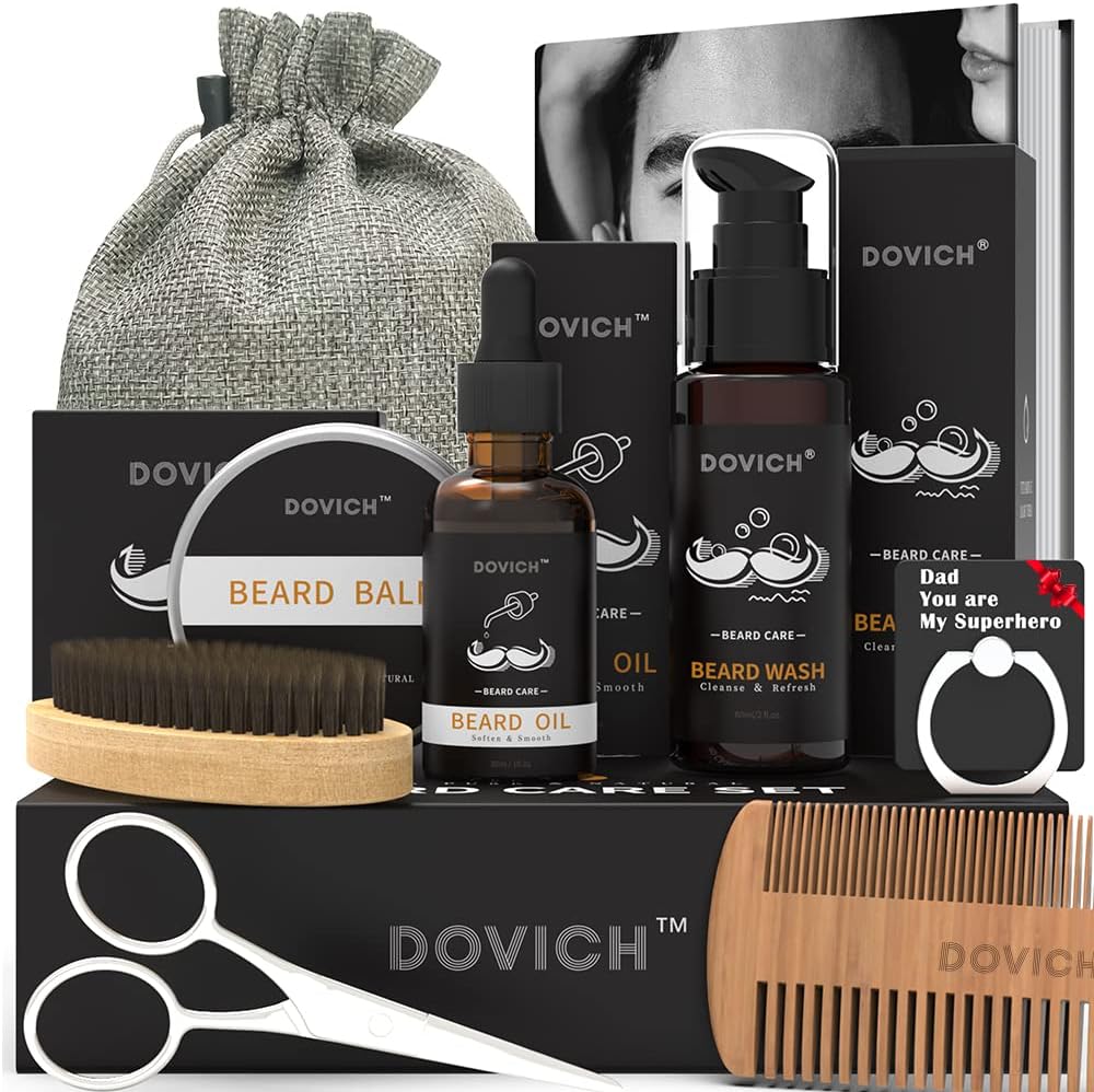 10 In 1 Beard Kit for Men, Gifts for Men, Beard Growth Kit, Beard Grooming Oil Leave-in Conditioner, Beard scissors, Beard Shampoo, Beard Balm, Beard Brush