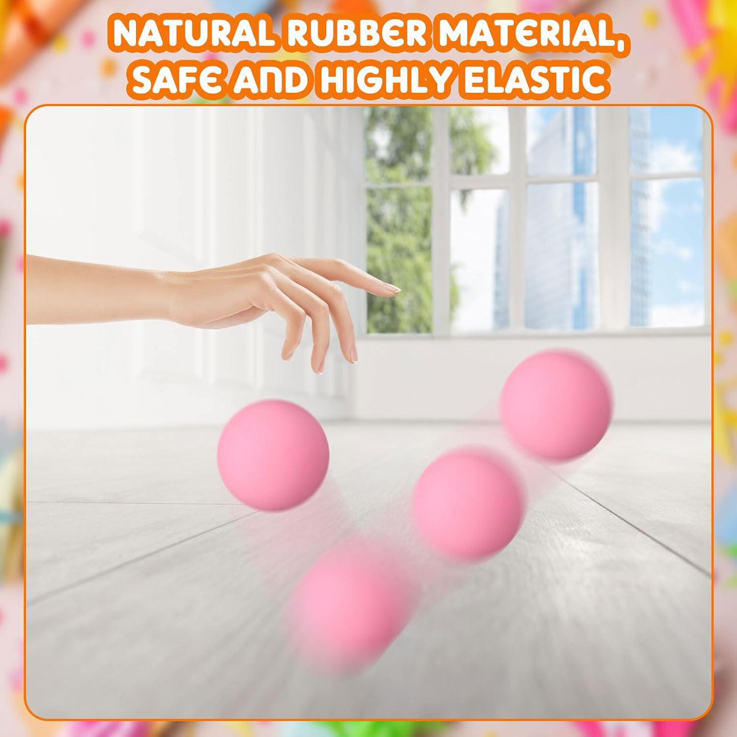 Vinsot 6 Pcs Rubber High Bounce Balls 2.36 Inch Rubber Bouncing Balls Colorful Large Bouncy Ball for Birthday Party Favors Gift Carnival Prize