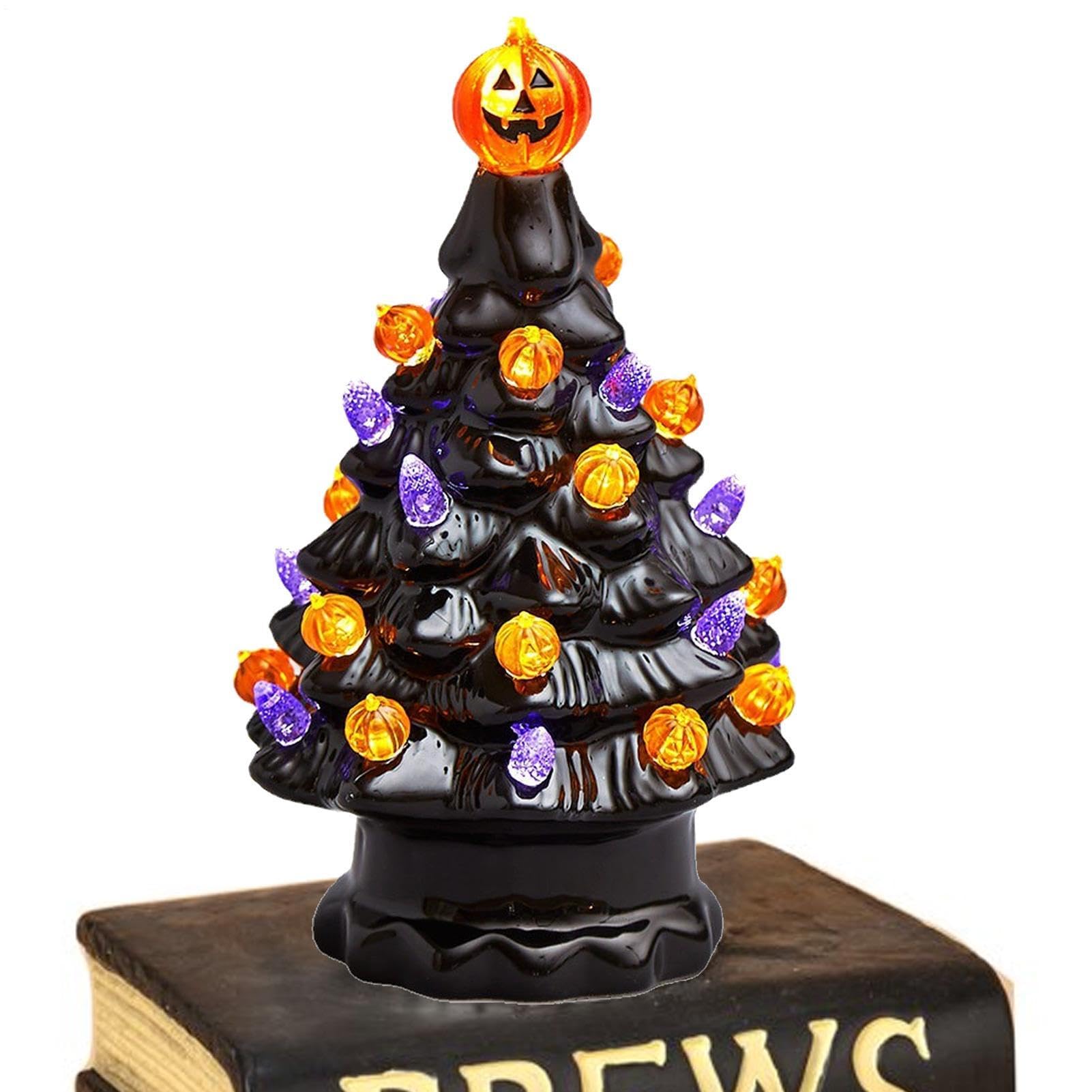 Árbol Halloween Pequeño Cerámico para Mesa Dormitorio Estantería Repisa Chimenea y Festivales