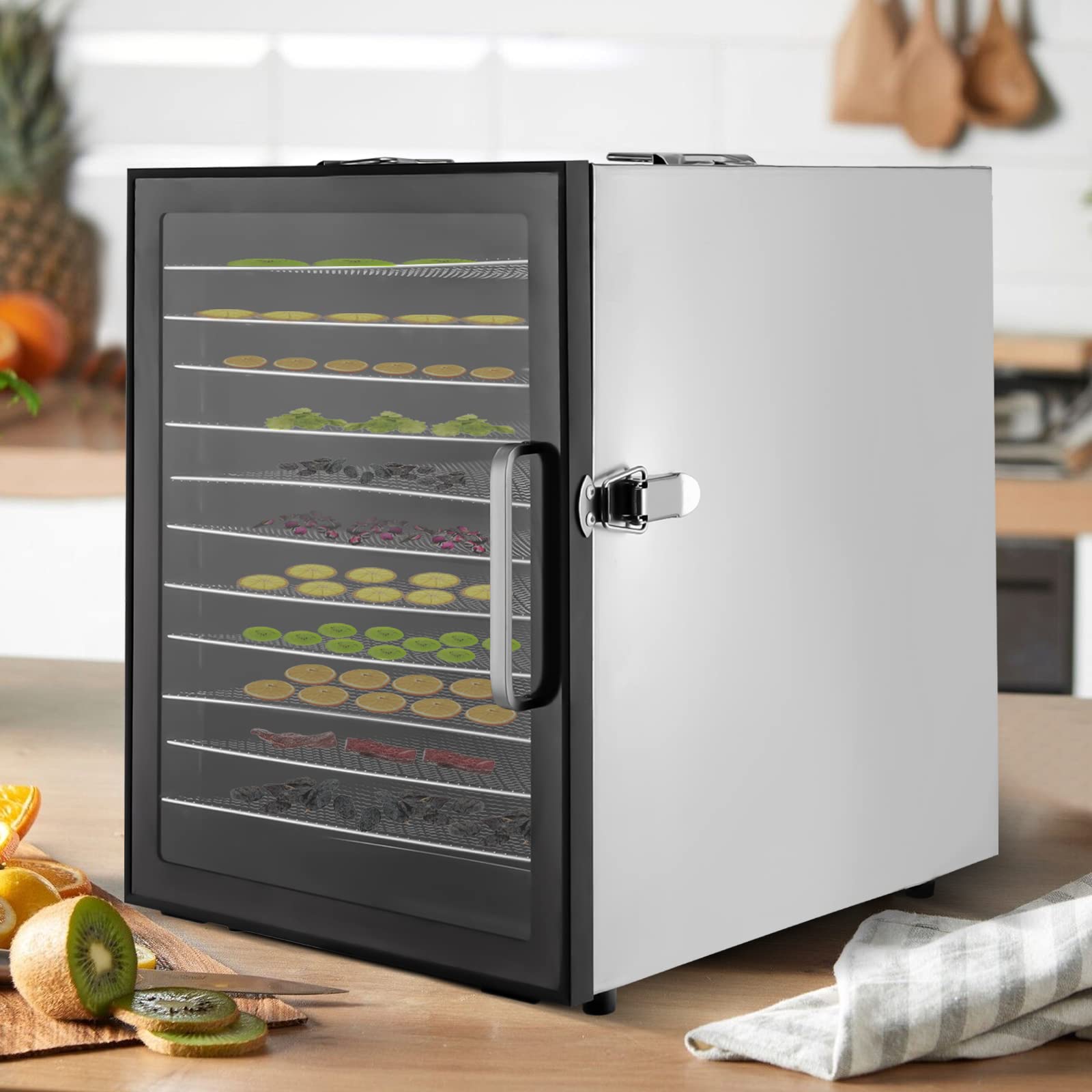 Suszarka do suszenia w zamrażarce, 800 W, 12 misek, 30-80 °C, czarno-srebrny, do warzyw, owoców, mięsa, do domu lub pracy