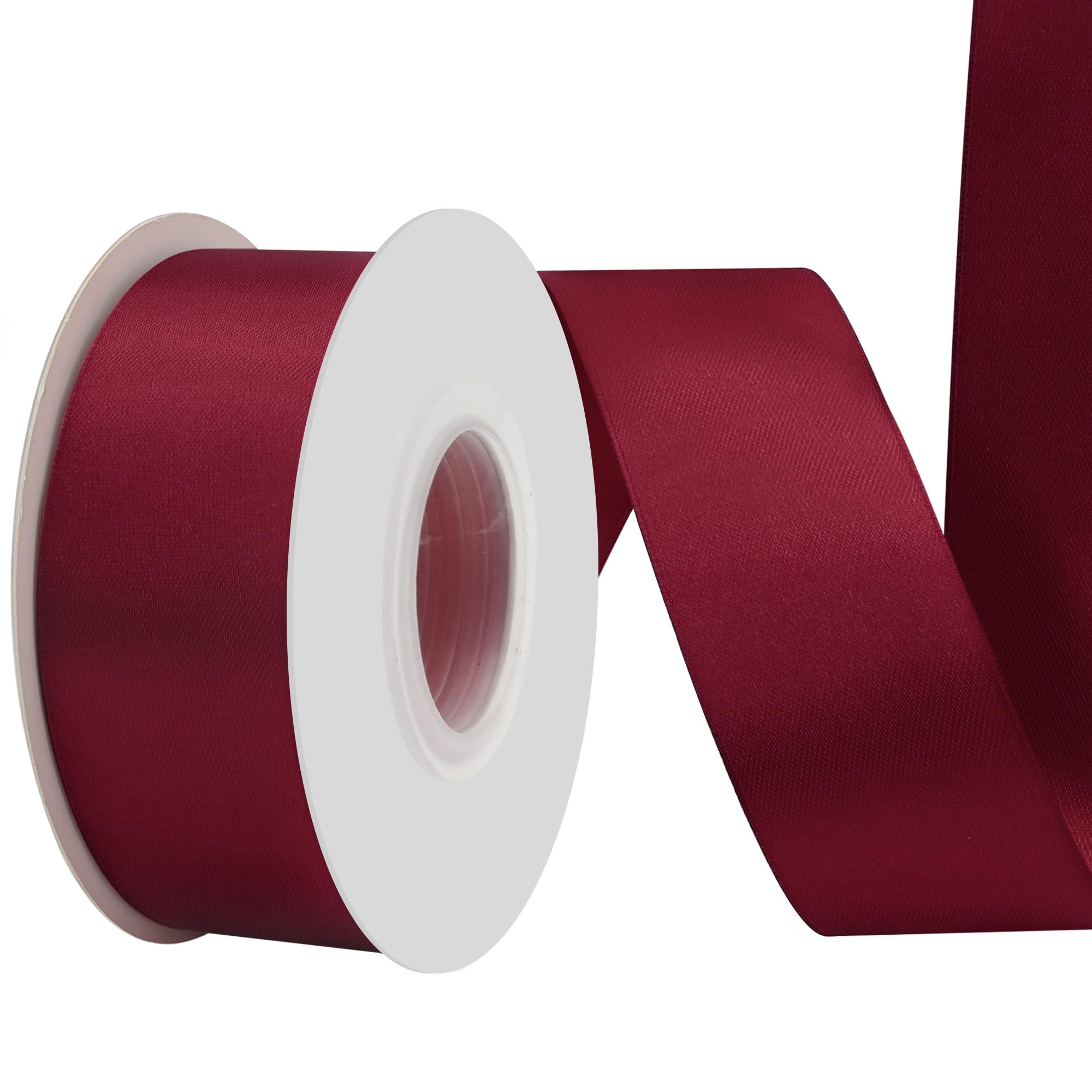 BVIEAKD 53mm Wide 22m Double Face Burgundy Satin Ribbon Fabric Ribbon for Gift Wrapping Very Suitable for Weddings Decoration Bouquet Balloons Arts Craft Sewing Hair Bow Invitation - Image 2