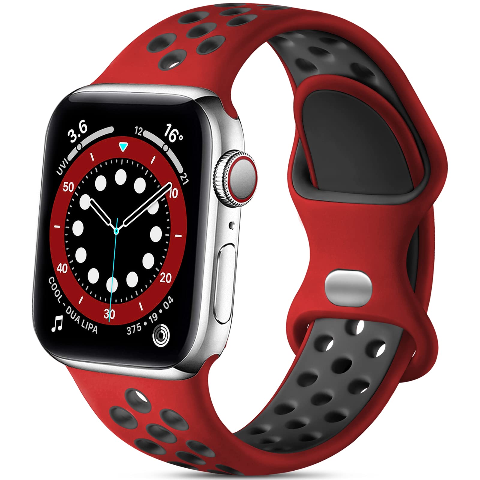 Lerobo Sport Strap Compatible with Apple Watch 42mm 44mm 45mm 49mm 41mm 40mm 38mm, Soft Silicone Waterproof Straps with Breathable Holes for iWatch Series 9 8 7 6 5 4 3 2 1 SE Ultra 2/Ultra, Red/Black (B0D5QQN1T7) Amazon Price History, Amazon Price Tracker