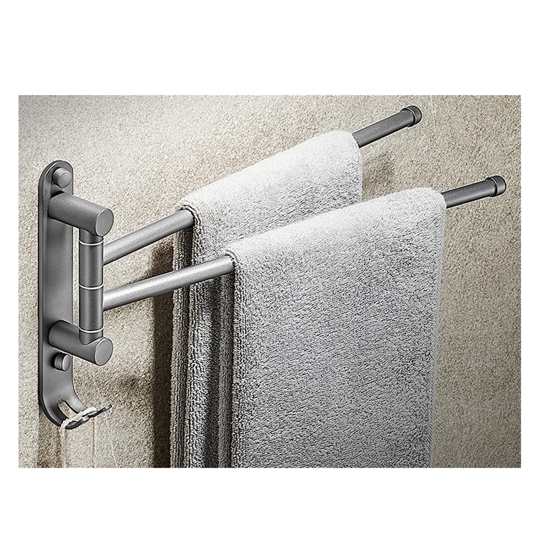 Toallero Giratorio para Baño, Barra De Toalla De Acero Inoxidable De 4 Brazos, Soporte De Toalla Montado En La Pared Que Ahorra Espacio con Gancho H