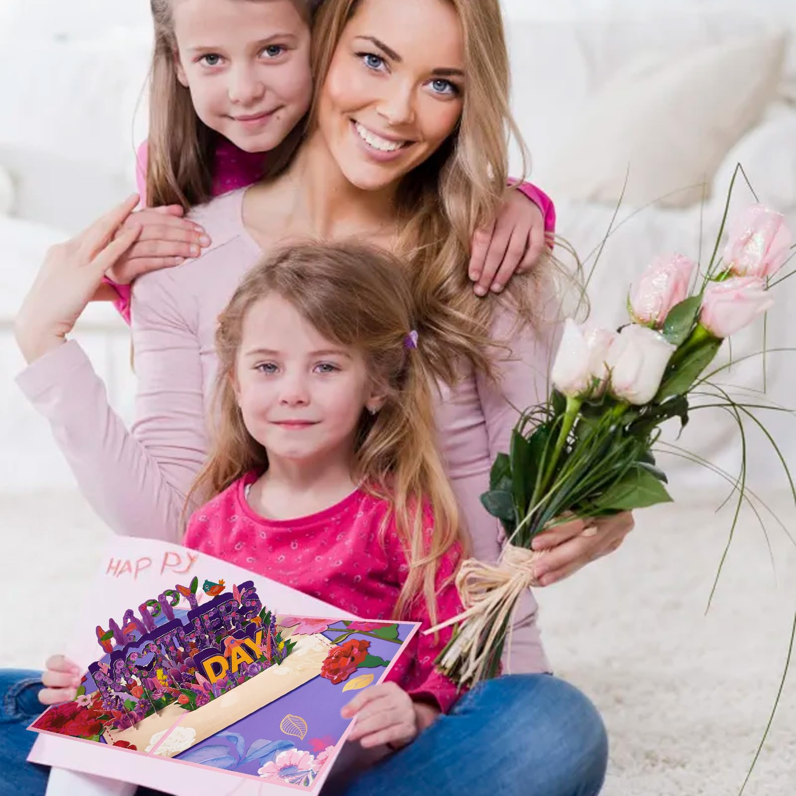 IHCEMIH Mothers Day Card Pop Up Mothering Sunday Cards For Mum Happy Mother's Day 3D Paper Flower Greeting Card With Envelope Birthday Anniversary Graduation Card For Women Friend Wife Girls Mom - View #4