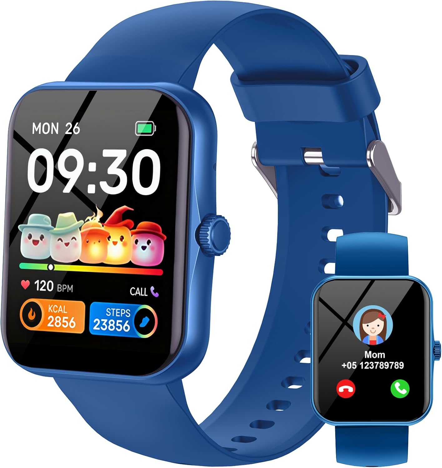 Smartwatch Fitness Tracker per bambini, Orologio HD da 1,83 pollici per bambina con cardiofrequenzimetro, resistente all’acqua IP68, Smartwatch per ragazza ragazzo Ado 5-16 anni regalo, blu