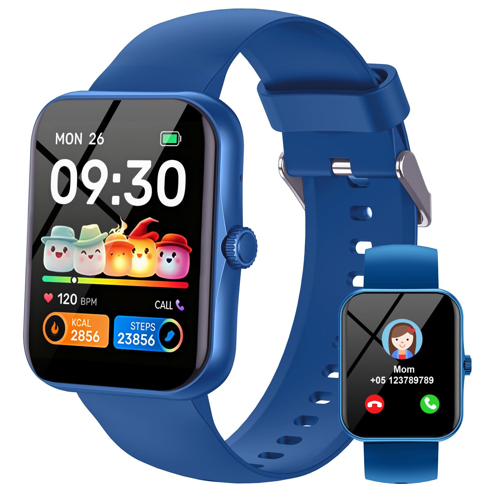 Smartwatch Bambini Fitness Tracker, 1.83" HD Orologio per Bambino Bambina con Frequenza Cardiaca Monitor del Sonno Resistente all'Acqua IP68, Smart Watch per Ragazza Ragazzo Ado 5-16 Anni Regalo, Blu