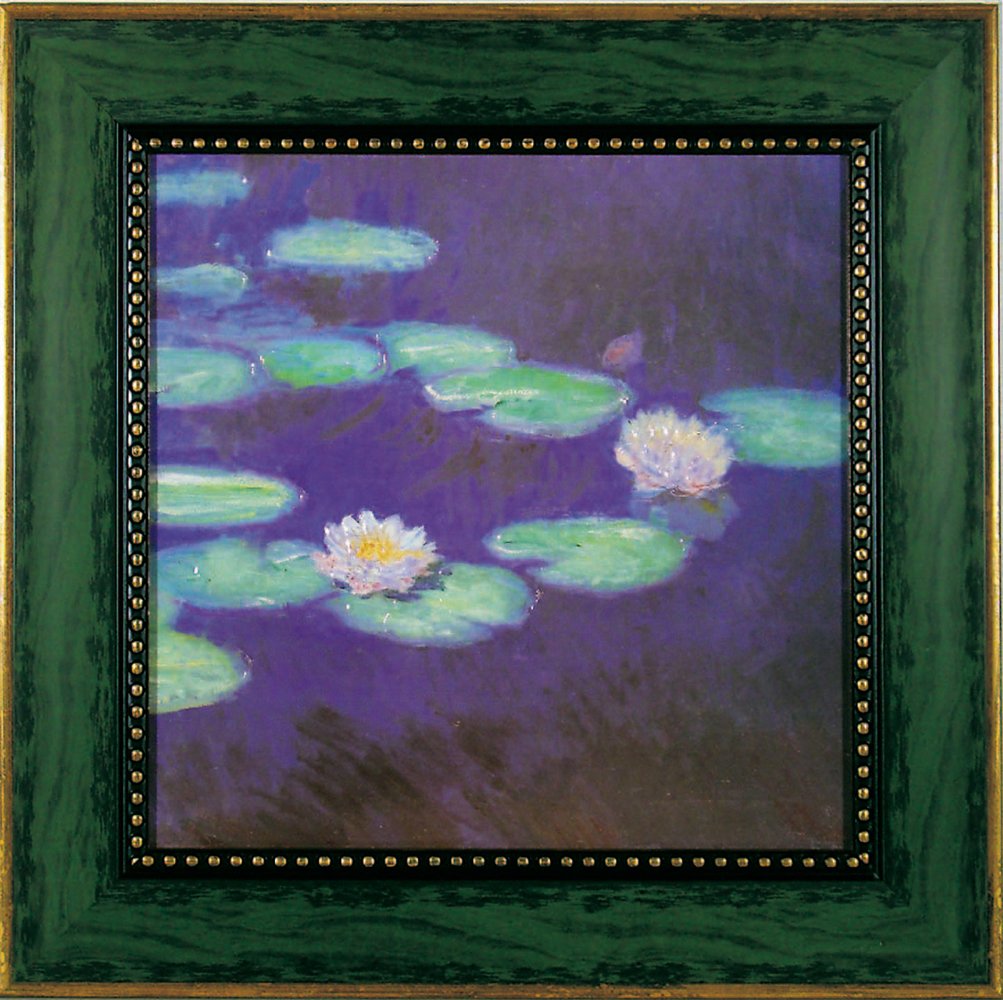 油彩画 睡蓮 シルバーフレーム