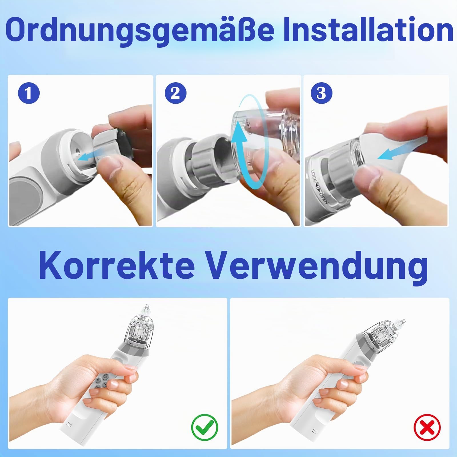 Nasensauger Baby, Baby Nasensauger mit 3 Silikonspitzen und 5 Einstellbaren Saugstufen, Anti Rückfluss Nasenreiniger mit Musik & Licht Beruhigend, Wiederaufladbar für Neugeborene und Kleinkinder