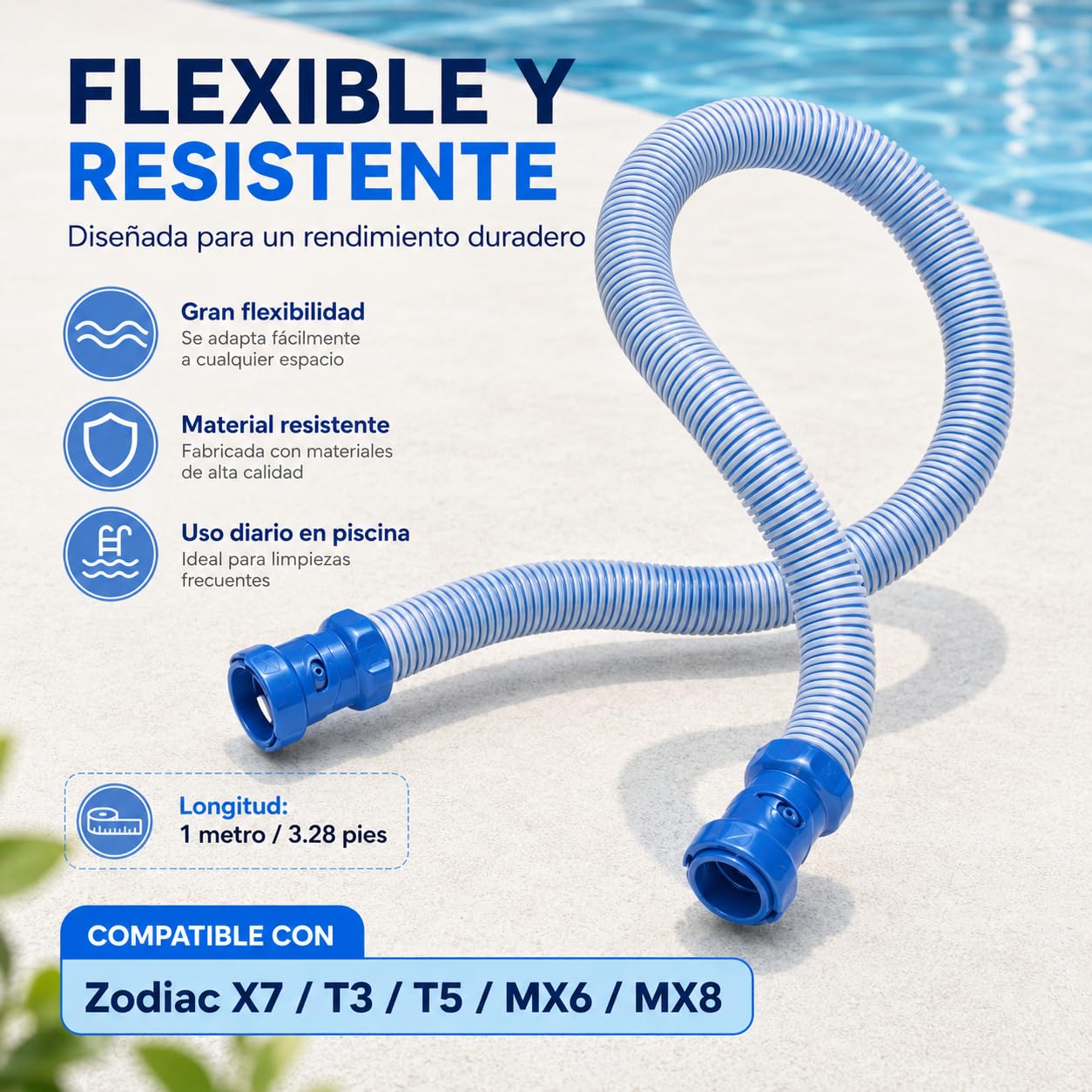 Manguera Repuesto Limpiafondos 1m Compatible con Zodiac MX6 MX8 T3 T5，5