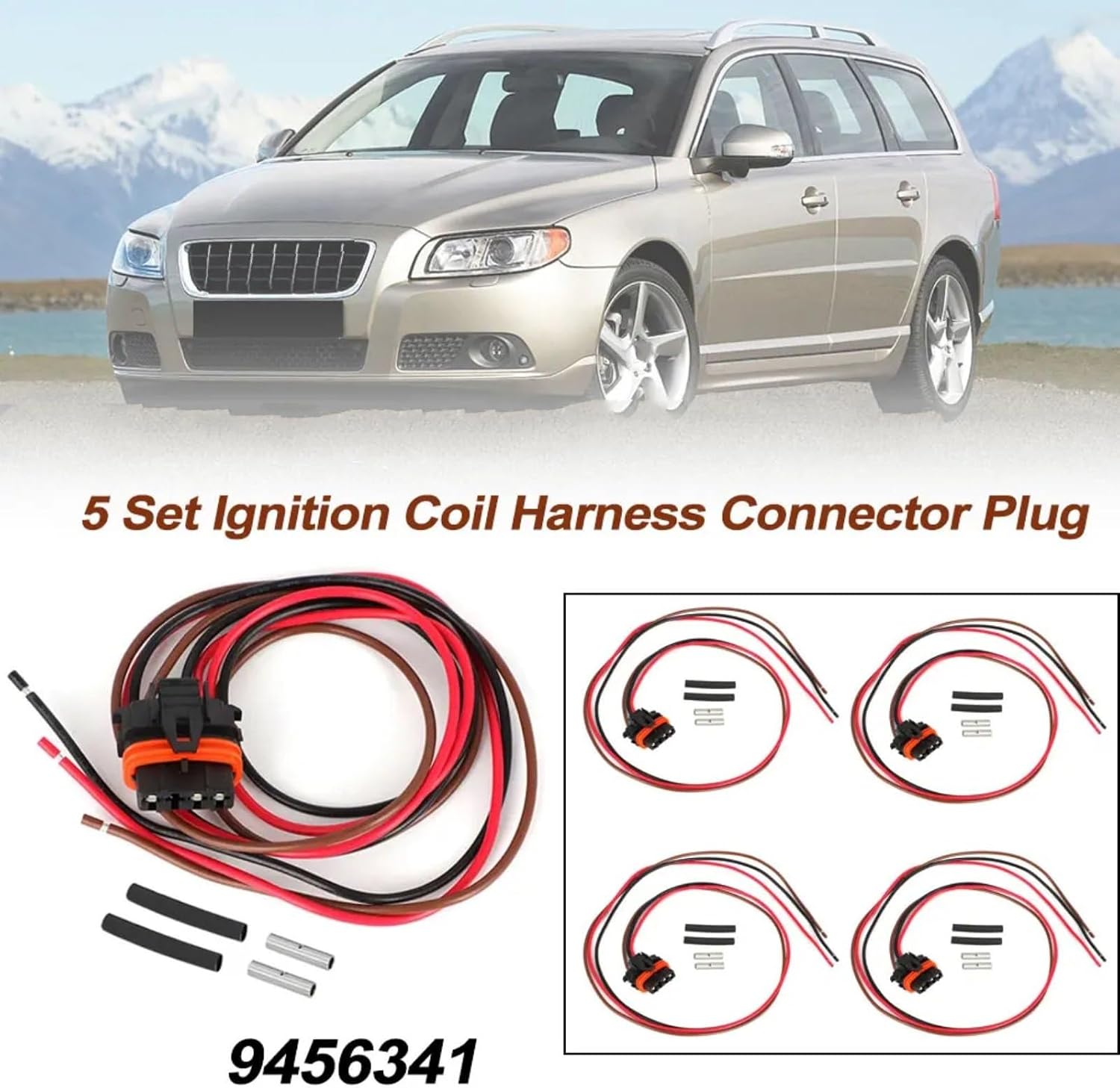Ignition Coil Pigtail Compatible With Volvo For S60 2001-2009 For XC90 2003-2006 5 Set Car Ignition Coil Harness Connector Plug 30713416 9456341