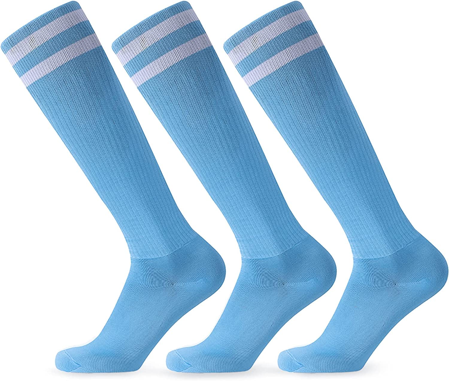 SYOSIKids Soccer Socks, SYOSI 3 Pairs Long Football Socks Knee High Athletic Socks School Team Dance Sports Socks for 5-12 Youth Boys & Girls