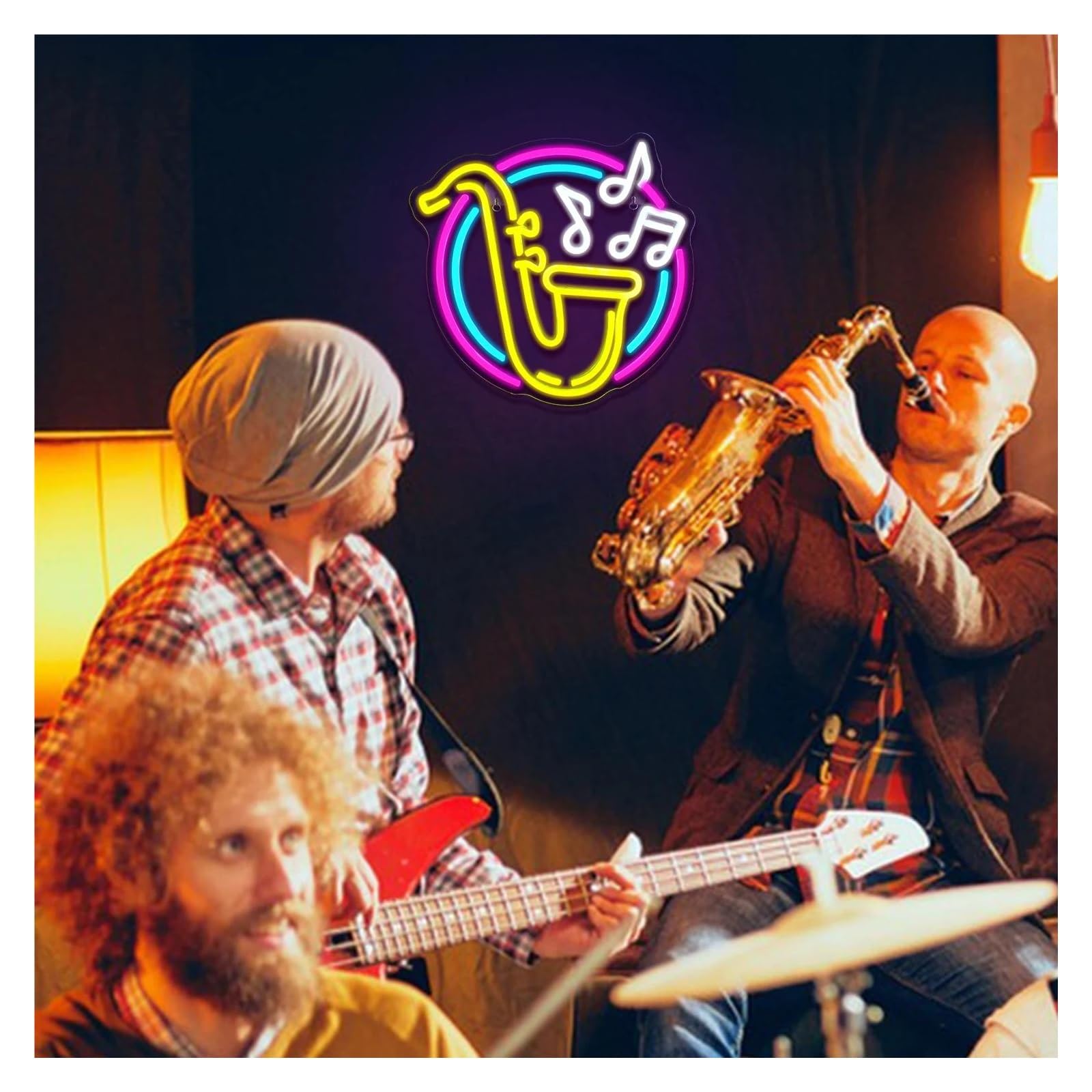 cartelli al neon personalizzati Insegna Al Neon Con Sassofono, Luci Al Neon A Per Decorazioni Da Parete Musica Jazz Luci Per Studio Dal Vivo Aule Feste Illuminate 32cmx31cm