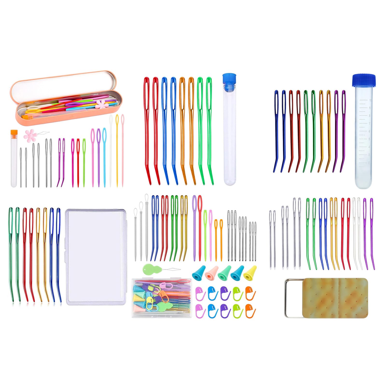 Kit per Cucire con Aghi Big Eyes, Filati per Imparare a Lavorare a Mano, Set di Metallo per rammendo, Lavoro a Maglia