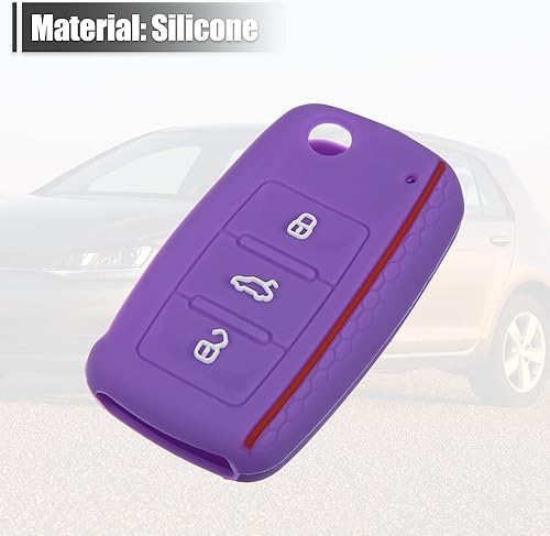 Miniatura 10 de X AUTOHAUX Funda protectora de silicona naranja para llave de coche con control remoto para Volkswagen Jetta GTI Passat Golf Tiguan Touareg 3 botones