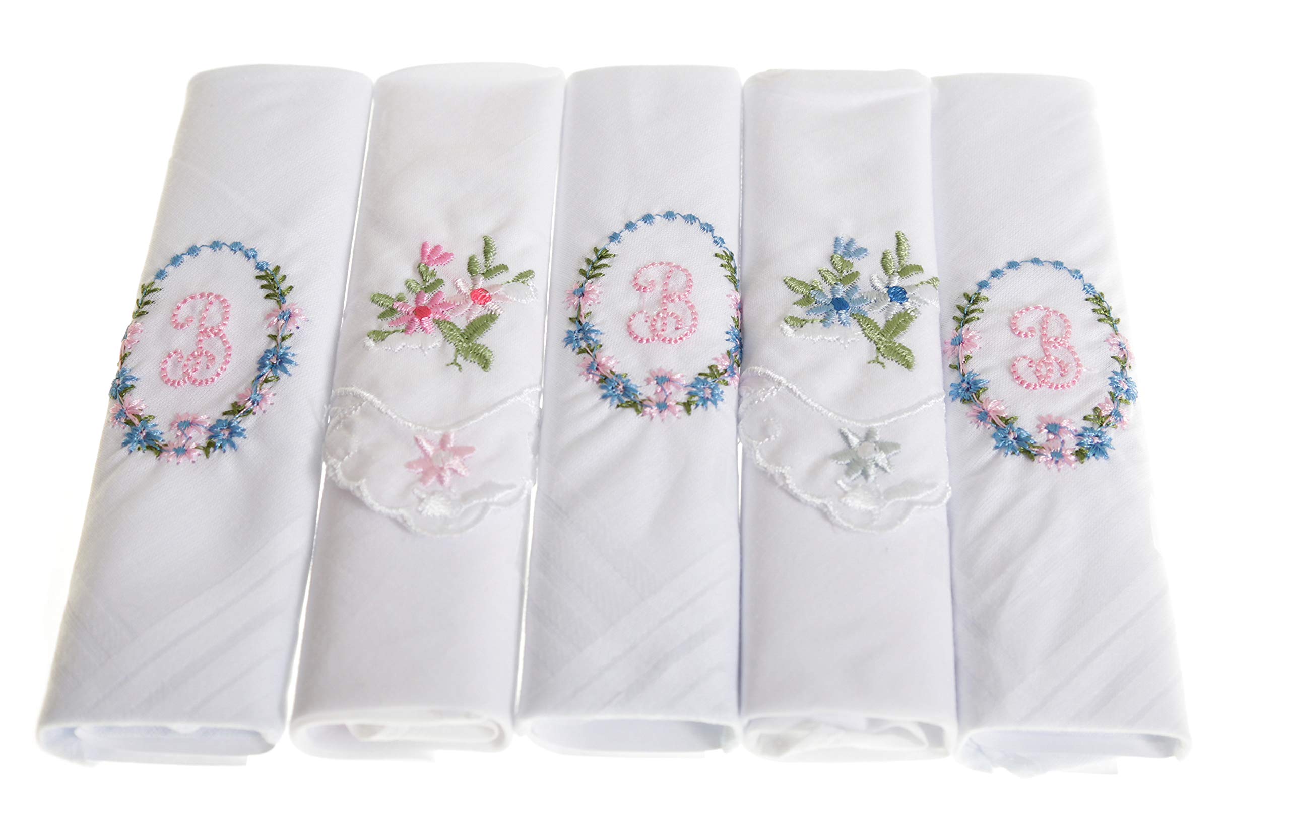 Lot De 3 Mouchoirs En Coton Blanc Brodé Pour Femme - 27,5 X 27,5 Cm - Élégant Pour Mariage, Cadeau D'occasion Spéciale