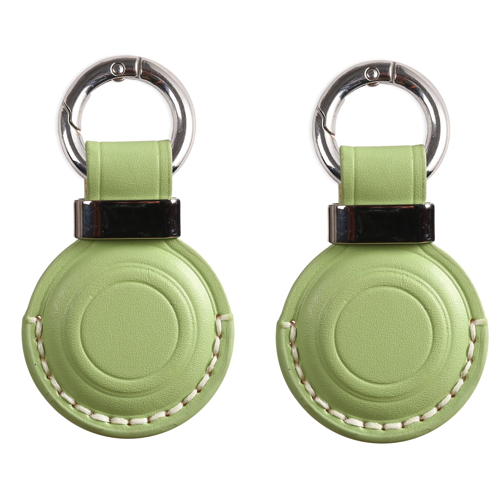 2 Pack KEEPXYZ Genuine Leather Keychain Holder Compatible with Airtag, Secure for Air Tag Keychain Holder Case Cover Key Chain Ring Accessories -