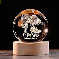 Vista 9 de Regalo de delfín - Figurillas de delfines 3D en bola de cristal de 60 mm, esfera de vidrio grabada con láser, decoración del hogar con base de luz