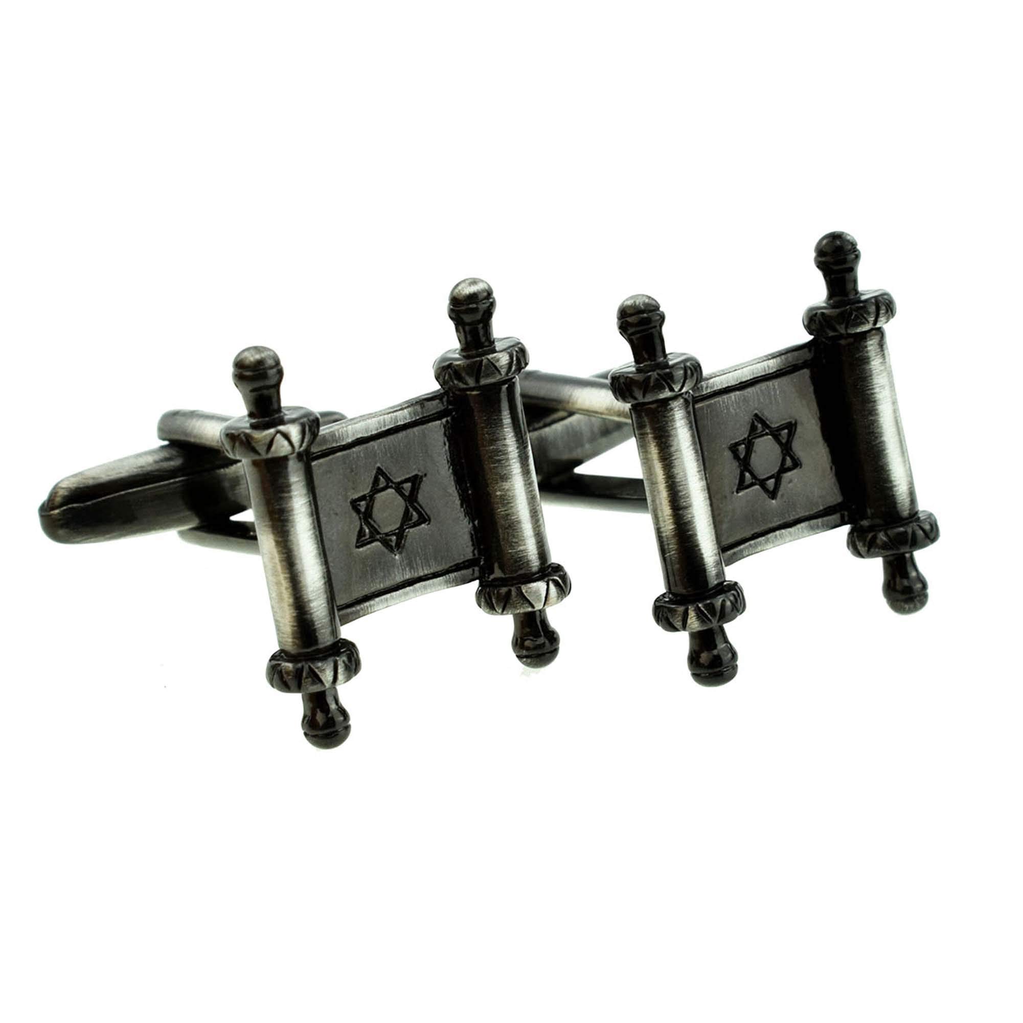 Gtr Antique Finish Torah Scroll Cufflinks Presented In A Box