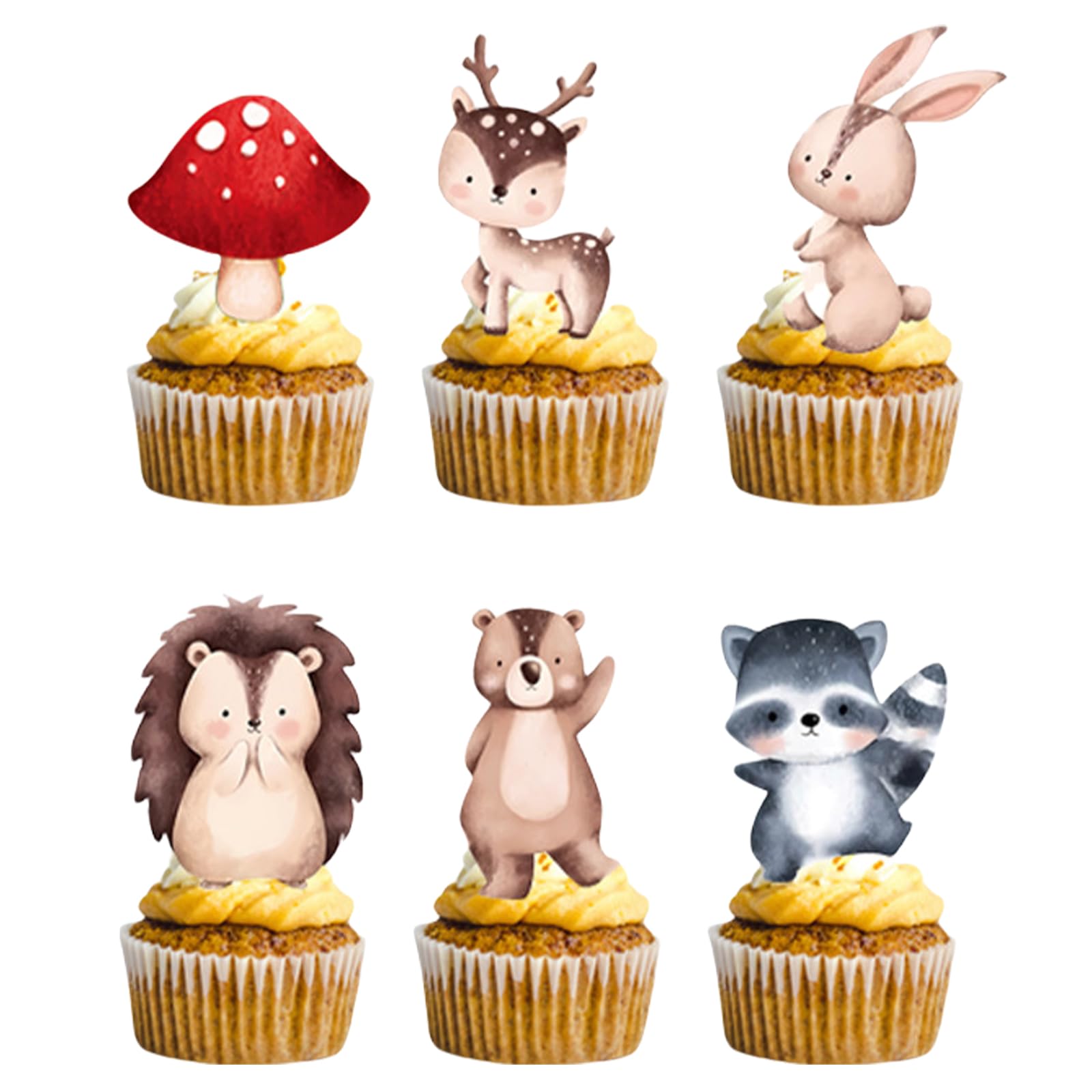 Calkkrer Lot De 24 Décorations De Gâteau D'animaux De La Forêt