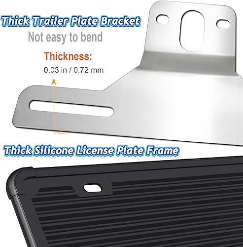 Miniatura 6 de Soporte de matrícula de remolque con marco de silicona para placa de automóvil para camiones, barcos, casas rodantes, placas universales con kit de