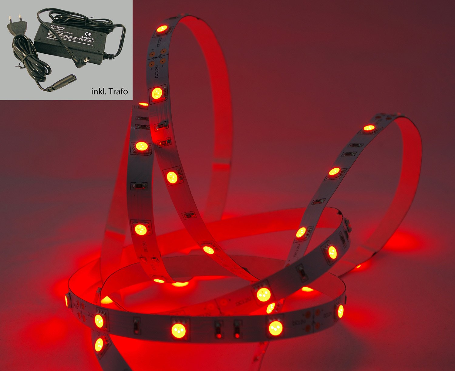 Goobay - Tira de luces LED (10 m, IP20, con conector hembra para conector hueco y fuente de alimentación), color rojo