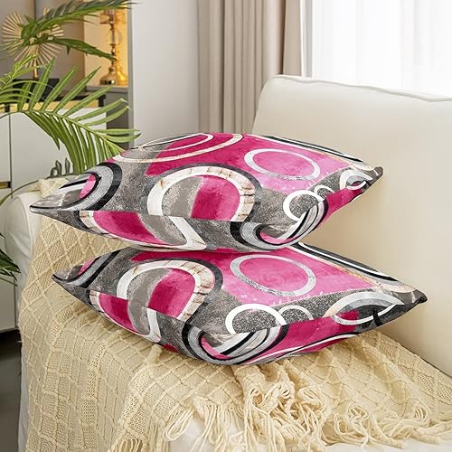 Miniatura 9 de Feelyou Juego de 2 fundas de almohada reversibles de geometría circular amarilla y gris, fundas de almohada geométricas geométricas para decoración