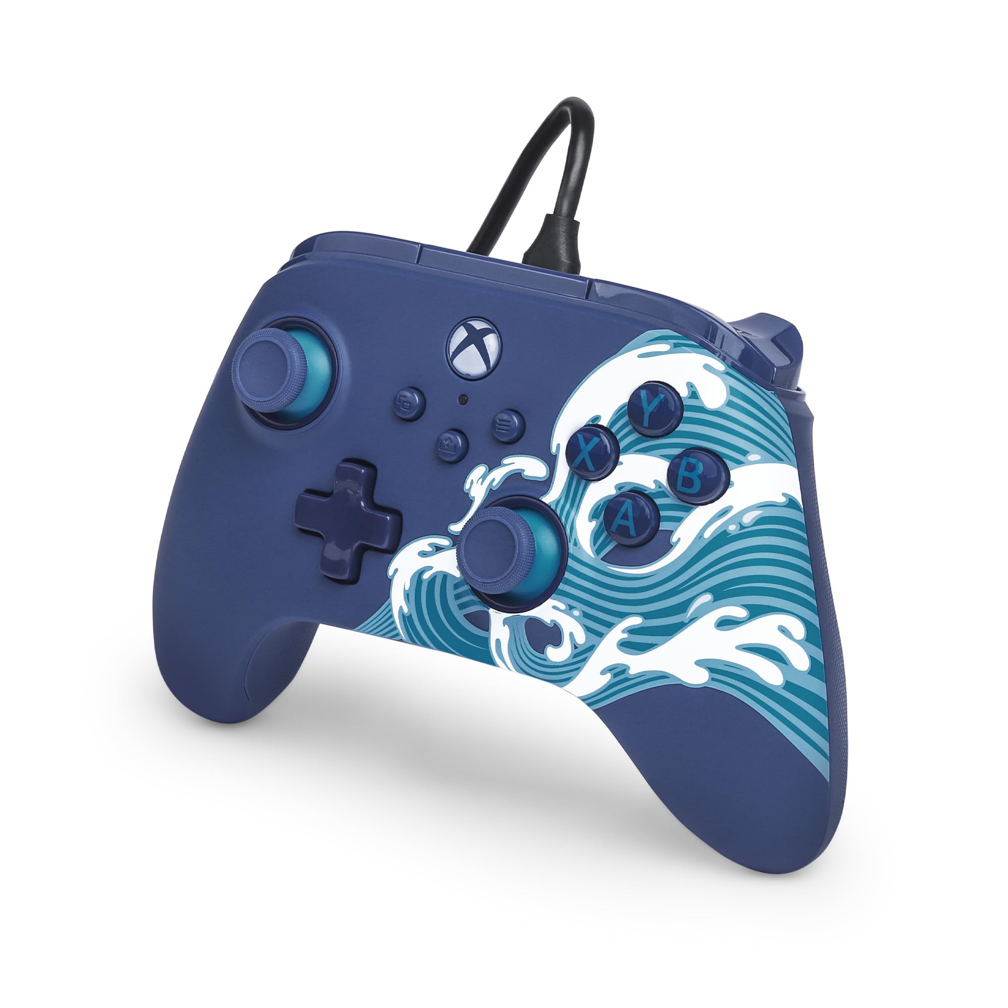 PowerA Controller cablato Advantage per Xbox Series X|S - Onda d'acqua, gamepad, controller per videogiochi cablato, controller di gioco, funziona con Xbox Series X|S