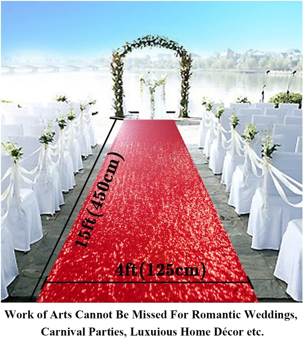 Aisle Runners for Weddings Aisle Runner Sequin Aisle Runner 4FTx15FT Aisle Runner for Wedding Ceremony Runner Rug for Hallway Carpet Runner for Graduation Grass Outdoor Indoor Party (4ftx15ft, Red)