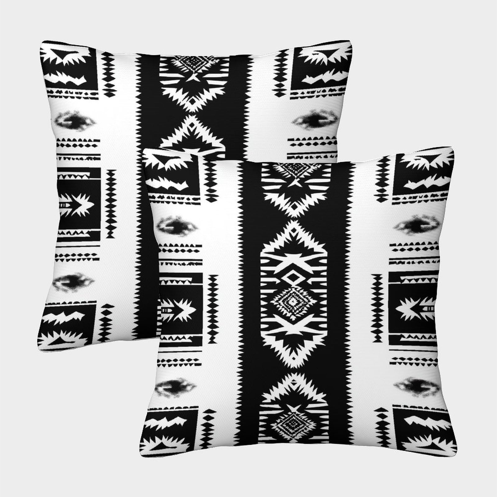 kaiyun 2 Pack Ethnic Style Stripes Pattern,Black And White Luxury Digital Printed Soft 3D Themed Square Cushion Cover 40x40cm