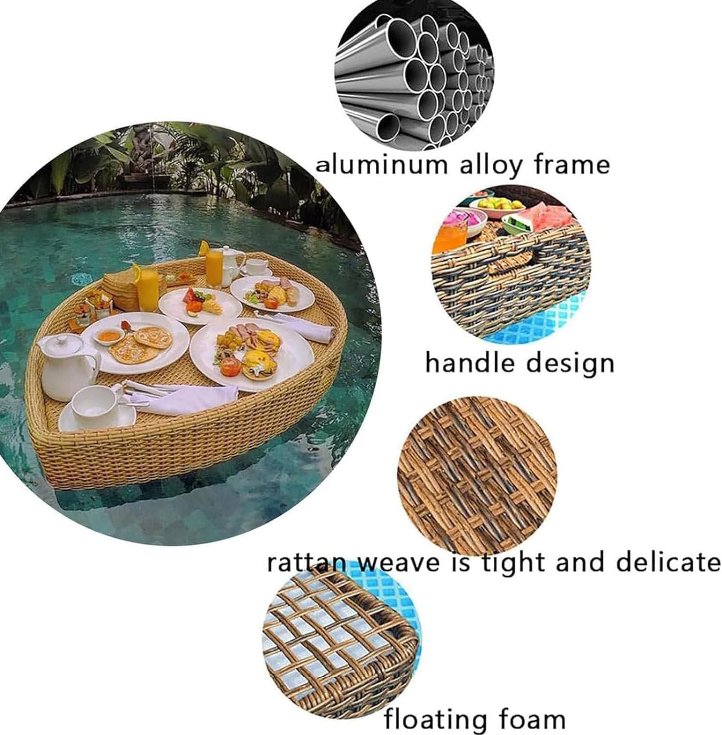 Vassoio Galleggiante Per Piscina Vassoio Galleggiante Per Tavolo Da Biliardo,Vassoio Per La Colazione Con Maniglie,Tavolo Con Vassoi Galleggianti,Beige