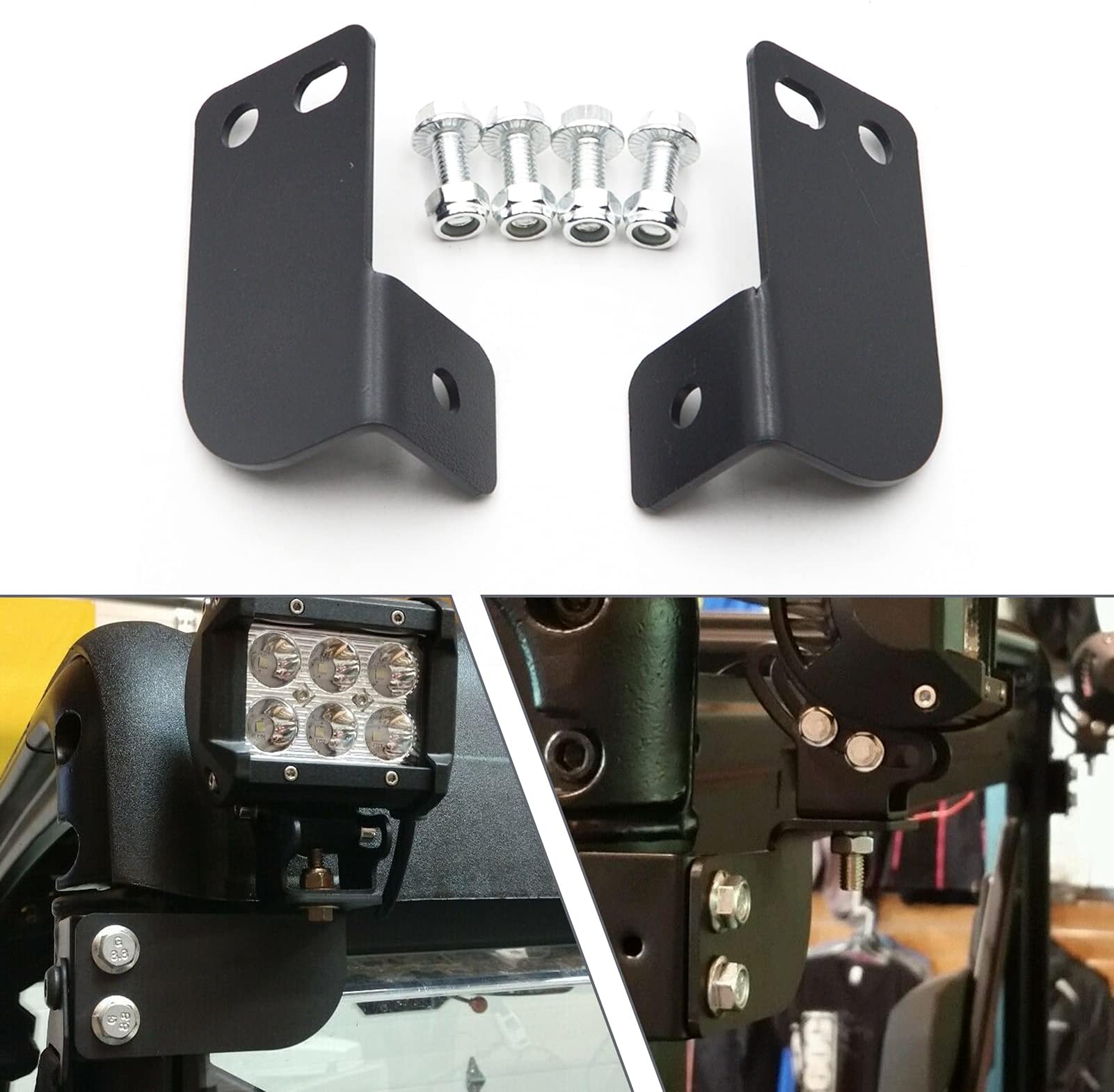 Rear Roof Pillar Roll Cage Bar Reverse LED Light Pod Mounting Brackets Compatible with Polaris Ranger Full Size 2013-2026