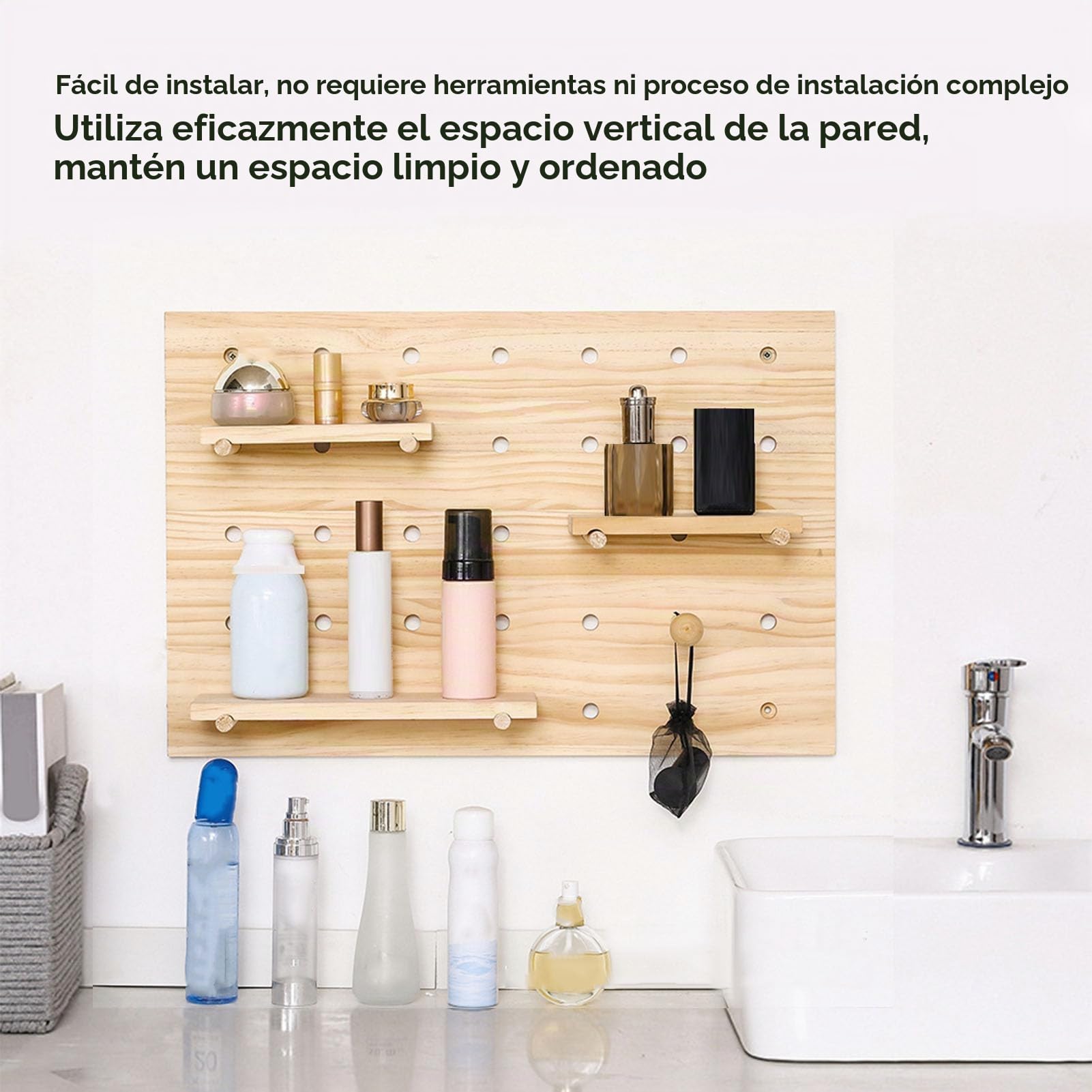 Asixxsix Pegboard De Madera, Kit De Organizador De Pared De Combinación De Tablero De Madera De 40x60cm Soluciones Colgantes Personalizables Madera Del Panel De La Exhibición Pegboard
