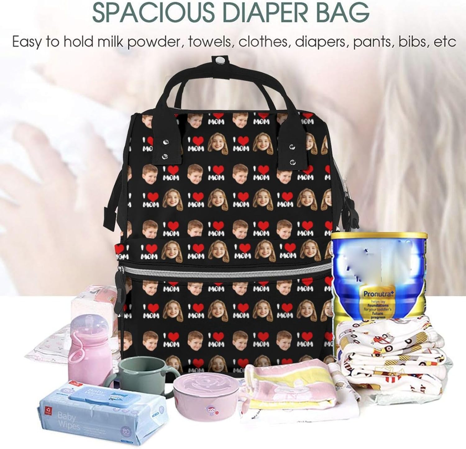 Personalized Backpack For Women,Custom Backpack Design Your Own Large Work Laptop Bag With Multi-functional Mommy Backpack - 15.7inch