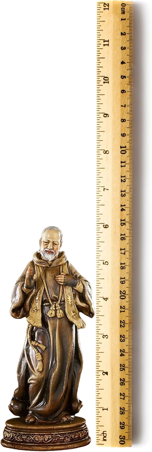 Needzo Highly Detailed Resin Padre Pio Statue, Small Decorative Religious Figurine and Catholic Statues for Coffee Tables and Bookshelves, 6 Inches - Image 3