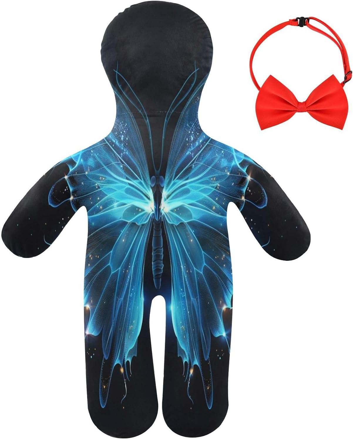 Glowing Blue Butterfly Human-Shaped Pillow Soft Body Pillows Washable Velvet Pillows for Anxiety Relief Sleeping Cuddling & Support