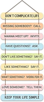 Artvibes Keep Your Life Simple Quotes Mdf Wooden Wall Hanging for Home Livingroom Art Item | Home Decor Items| Gifts | Wall Art For Hall | Modern Wall Decoration Accessories for Decoration (WH_9319N)