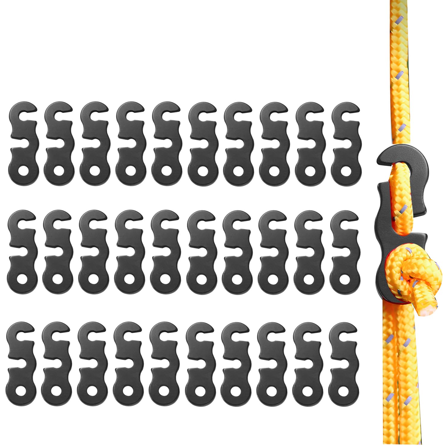 30Pcs Guyline Tensioner Aluminum Alloy Guy Line Cord Adjusters Tent Rope Tensioners Paracord Tensioner for Outdoor Tent Camping Hiking Accessories