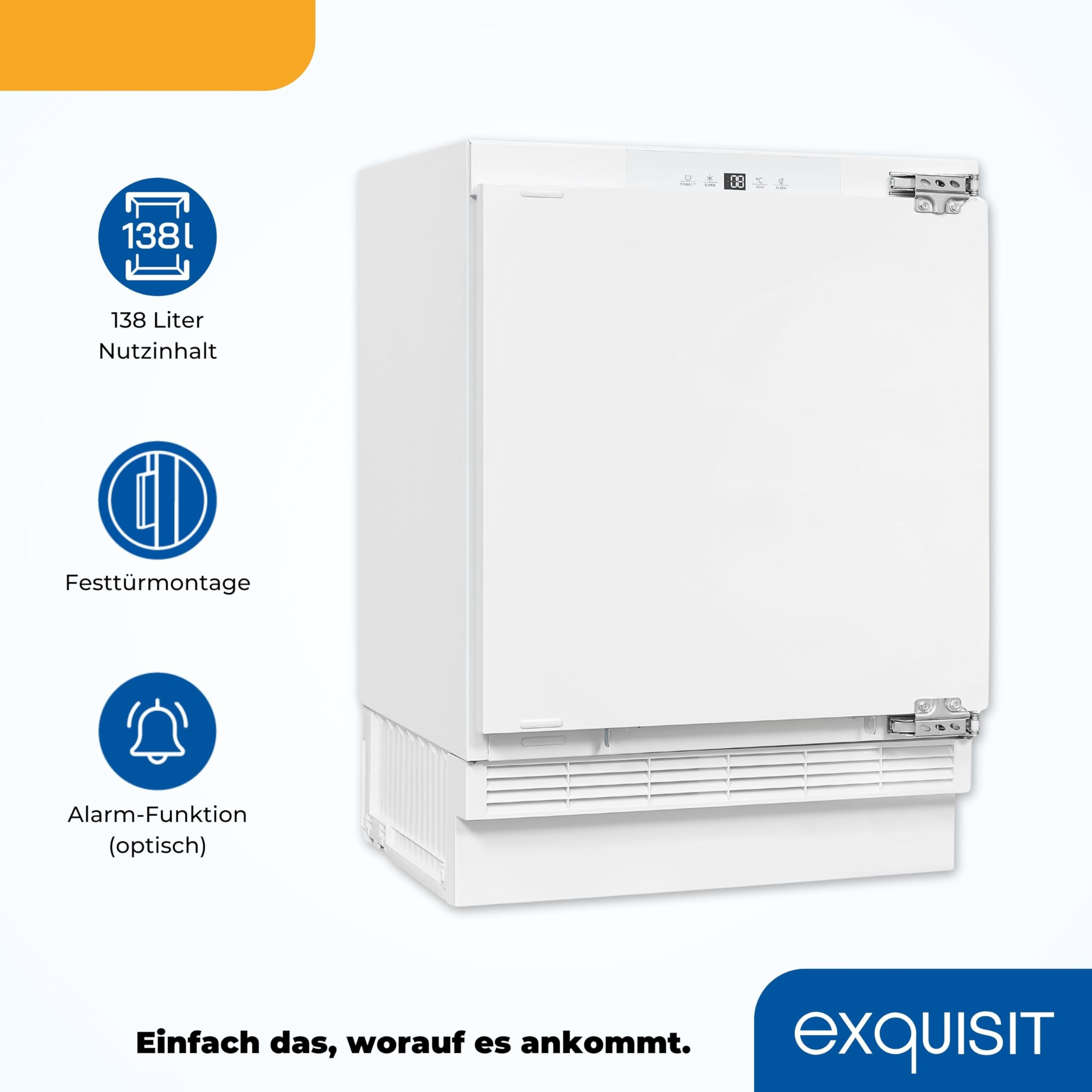 Exquisit UKS140-V-FE-010E Unterbaukühlschrank - 138 l Kühlschrank - Weiß