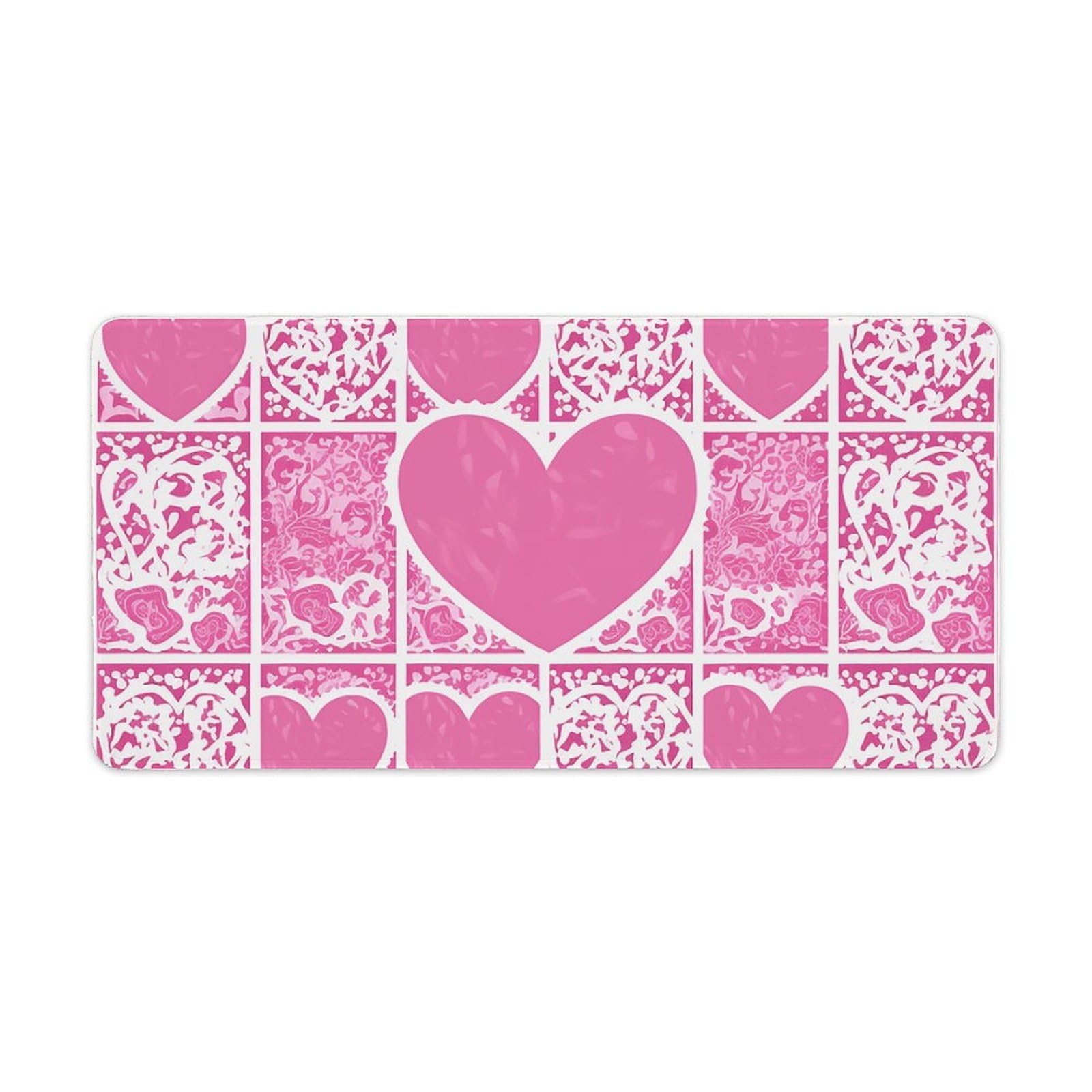 Tapis de souris grande taille rose et blanc antidérapant pour bureau - 8