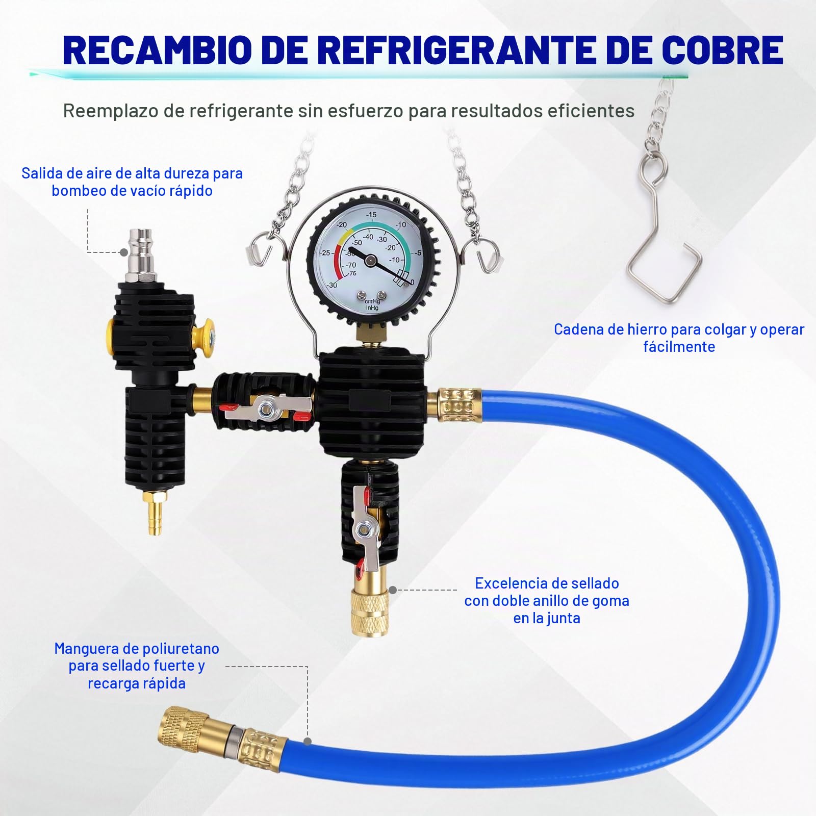 OiLiehu Kit de Probador de Presión de Refrigerante 28 Piezas, con Herramienta de Purga y Llenado, 17 Adaptadores Metálicos para Coches, Color Rojo