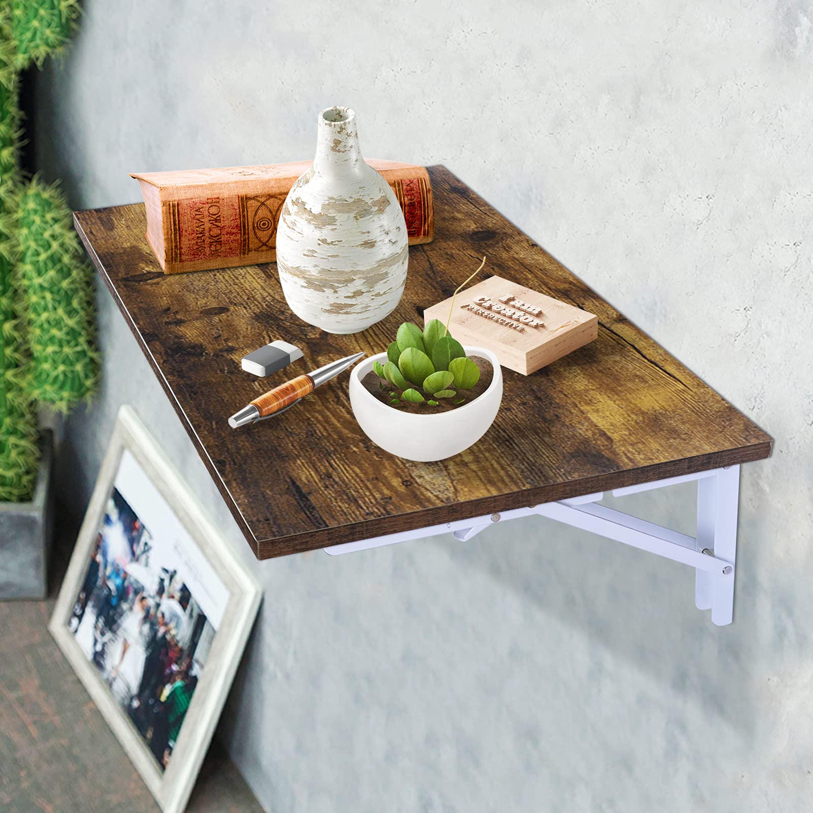 Folding Shelf Brackets Max. Load 400 lb, DIY Wall Mounted Shelf Bracket Space Saving for Table