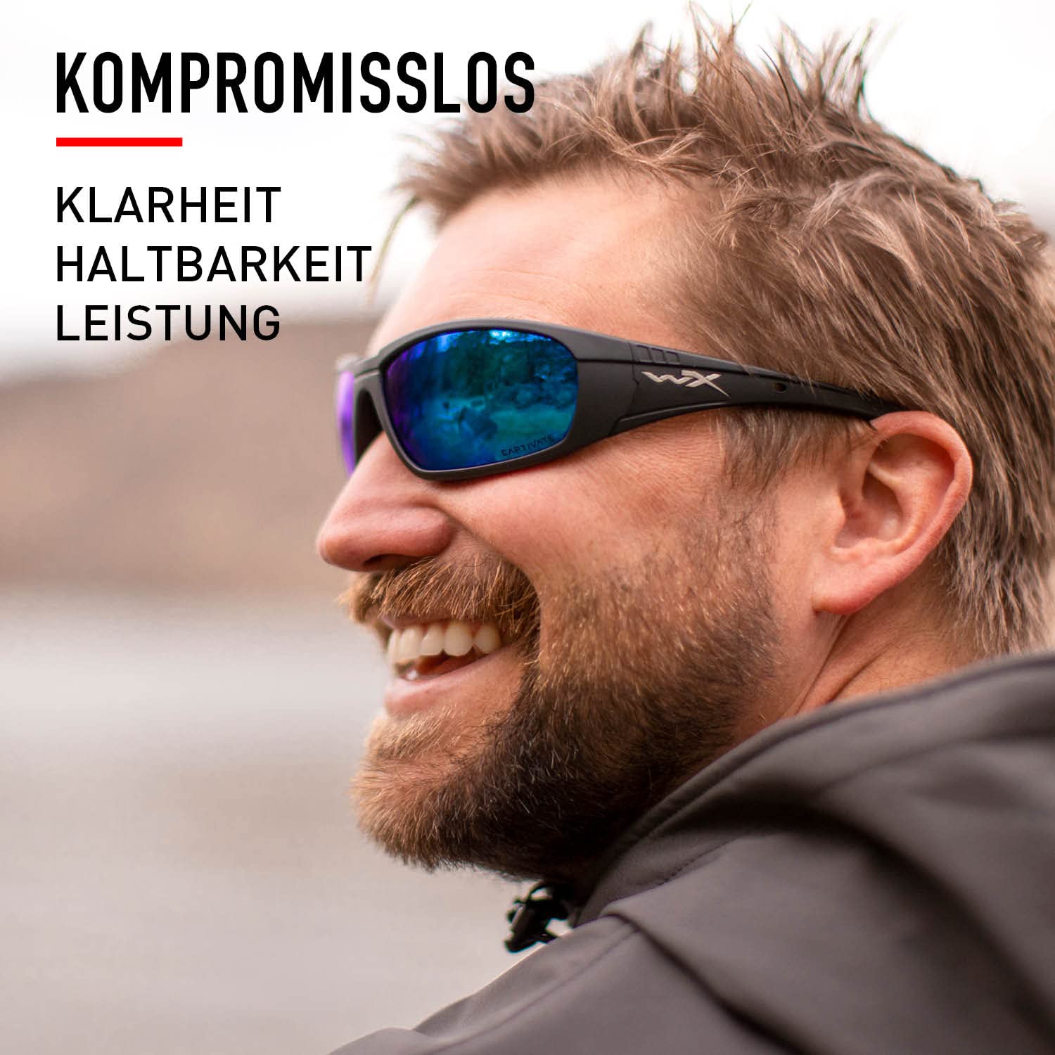 Wiley X │ WX Boss | Sonnenbrille Herren | Sonnenbrille Herren Polarisiert │ Sportbrille Polarisiert | 100% UVA/UVB-Schutz | Ideal bei Outdoor-Aktivitäten | Fahrradbrille Wandern Sport
