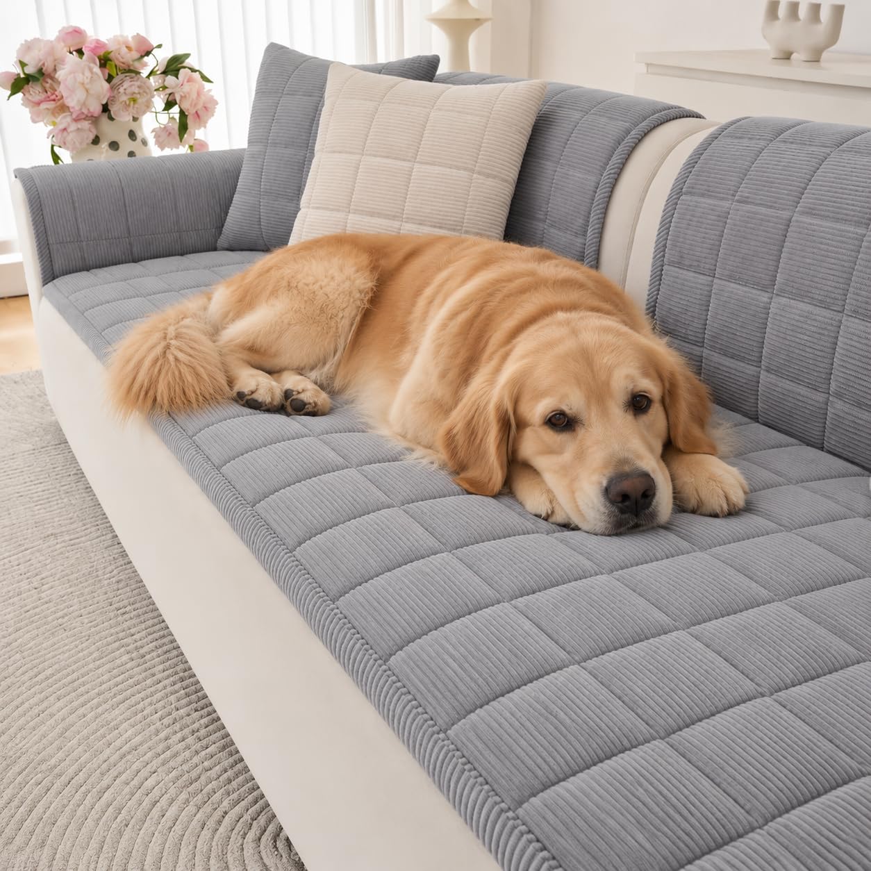 Aucrovee Thick Corduroy Sofa Cover, Non-Slip Furniture Protector,1PCS — image 1