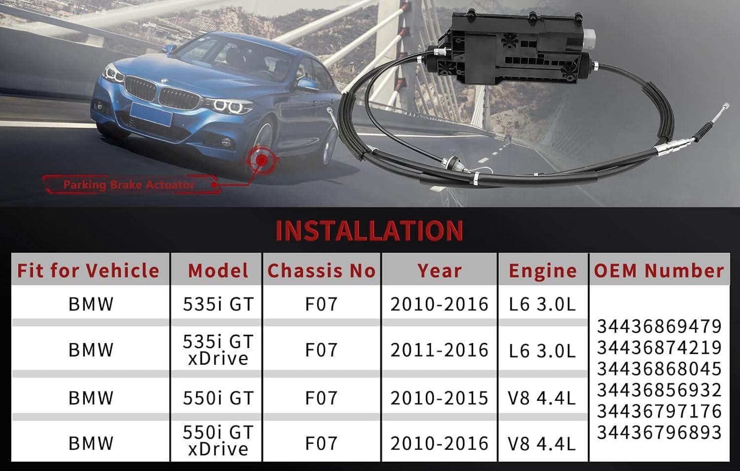 Attuatore freno di stazionamento elettrico, ricambio del modulo freno di stazionamento per 5 GT F07/F07 Facelift berlina 2009-2016 accessorio auto numero 34436874219 34436869479
