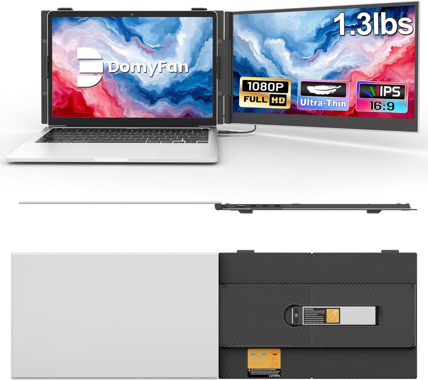 domyfan Laptop Bildschirm Erweiterung, Ultralleicht 600g, 14