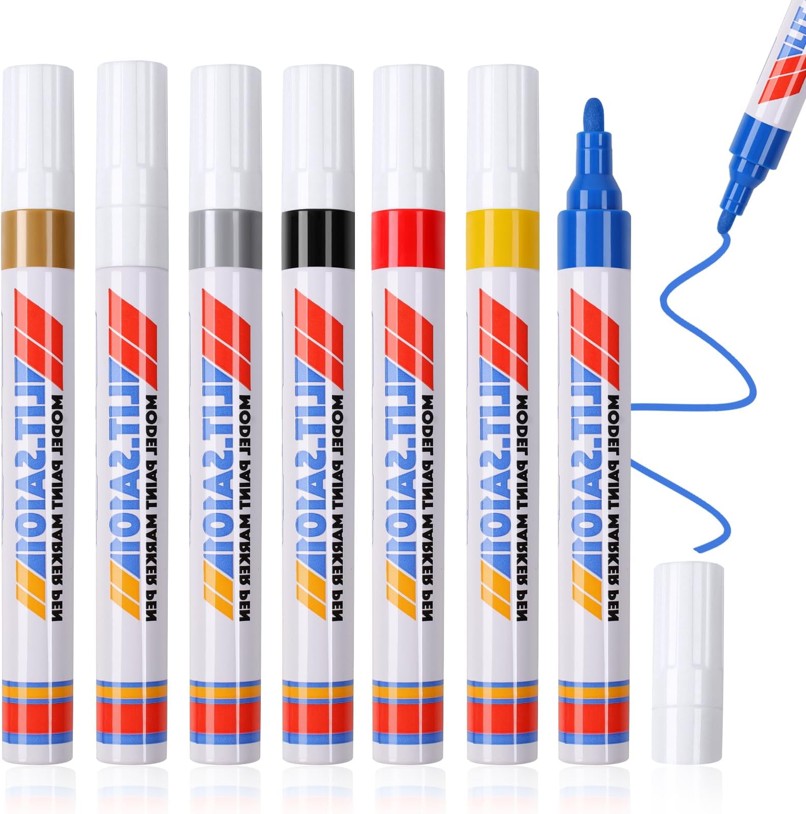 7 Pack Color Paint Pen, Oil Based Paint Marker, Medium Tip Permanent Paint Markers, Quick Dry Waterproof Paint Pens for Wood Crafts, Rock, Ceramic, Tire, Glass, Fabric, Metal, Canvas