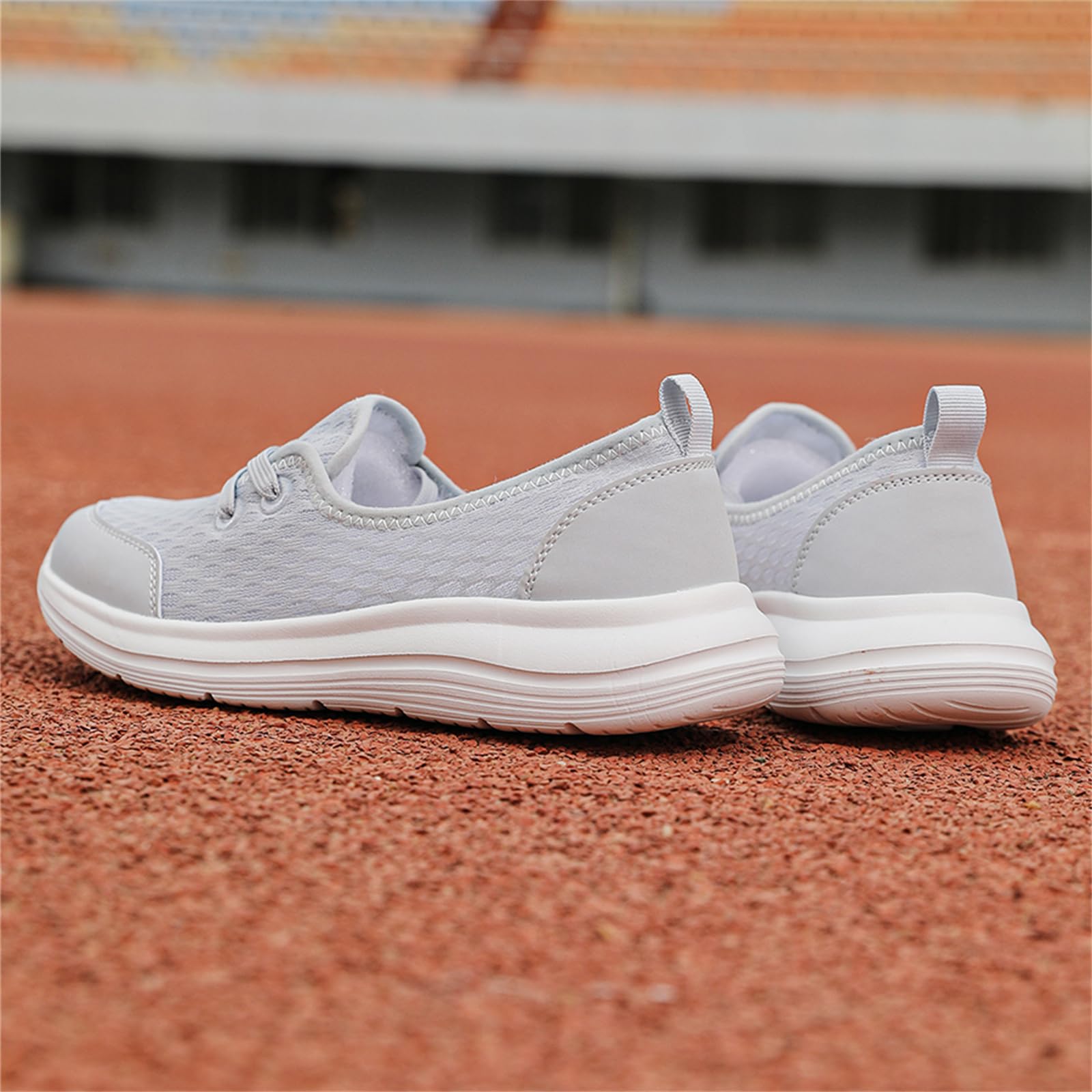 JiuQing Damskie buty do chodzenia typu slip-on Baletki Lekkie buty do biegania Siatkowe buty do biegania Siłownia Casual Sneakers
