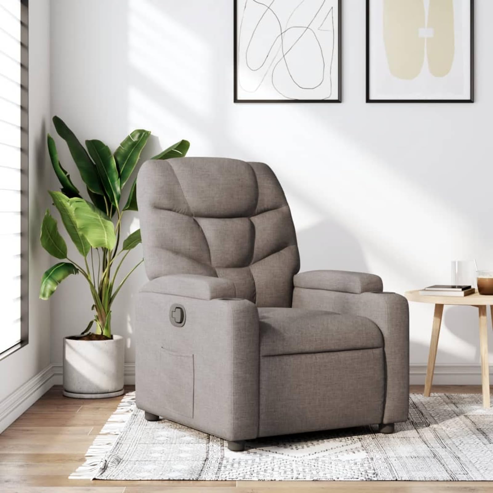 Fauteuil inclinable en tissu gris taupe Gecheer pour salon